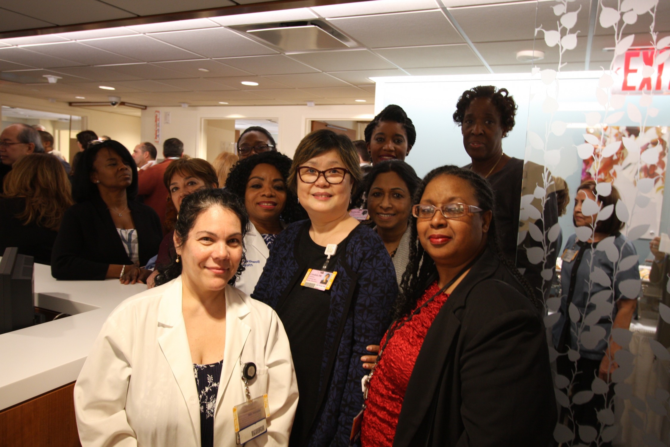 All smiles from the staff at Long Island Jewish Forest hills Post-Partum Unit Ribbon Cutting as staffers celebrate the opening 